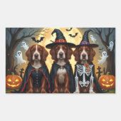 Sticker Rectangulaire Chiens rouges irlandais Citrouille Halloween Funny (Devant)