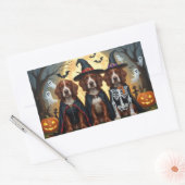Sticker Rectangulaire Chiens rouges irlandais Citrouille Halloween Funny (Enveloppe)