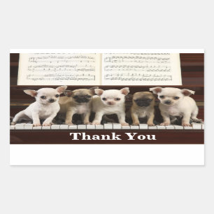Sticker Rectangulaire Chihuahua Chiens de chiots Mercis ( Chewawa Chiwaw