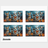 Sticker Rectangulaire Chihuahua Halloween Éffrayant (Feuille)
