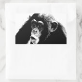 Sticker Rectangulaire Chimpanzé noir blanc (Sac)