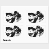 Sticker Rectangulaire Chimpanzé noir et blanc (Feuille)
