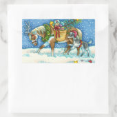 STICKER RECTANGULAIRE CHINCOTEAGUE PONIES & VACANCES SOUHAITS CHEVAL (Sac)