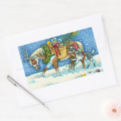 STICKER RECTANGULAIRE CHINCOTEAGUE PONIES & VACANCES SOUHAITS CHEVAL (Enveloppe)