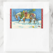 STICKER RECTANGULAIRE CHINCOTEAGUE PONIES & VACANCES SOUHAITS CHEVAL (Sac)