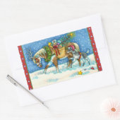 STICKER RECTANGULAIRE CHINCOTEAGUE PONIES & VACANCES SOUHAITS CHEVAL (Enveloppe)