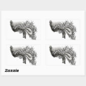 Sticker Rectangulaire Chine Dragon, noir et blanc Design en Tattoostyl (Feuille)