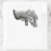 Sticker Rectangulaire Chine Dragon, noir et blanc Design en Tattoostyl (Sac)