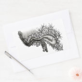 Sticker Rectangulaire Chine Dragon, noir et blanc Design en Tattoostyl (Enveloppe)