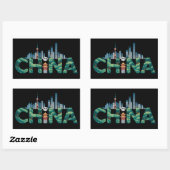 Sticker Rectangulaire Chine Shanghai Temple Panda (Feuille)