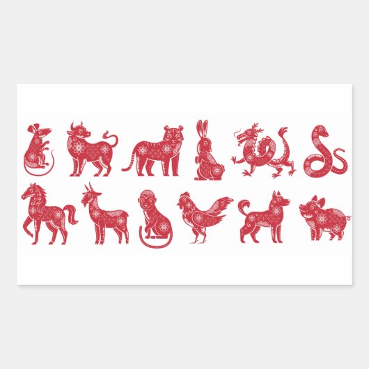 Sticker Rectangulaire Chinese Horoscope Animals (Devant)