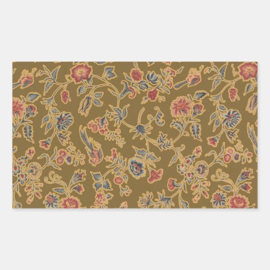 Sticker Rectangulaire Chintz Fleur Classique Joli Design Floral Doux (Devant)