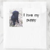 Sticker Rectangulaire Chiot de récupération Black Labrador (Sac)