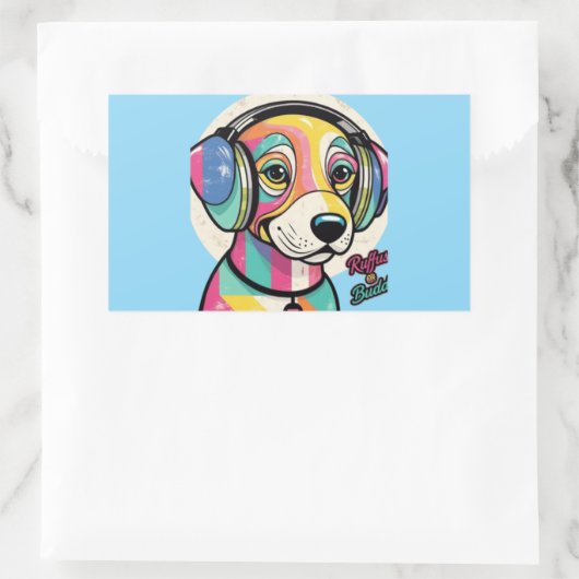 Sticker Rectangulaire Chiot super (Sac)