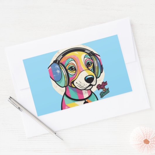 Sticker Rectangulaire Chiot super (Enveloppe)