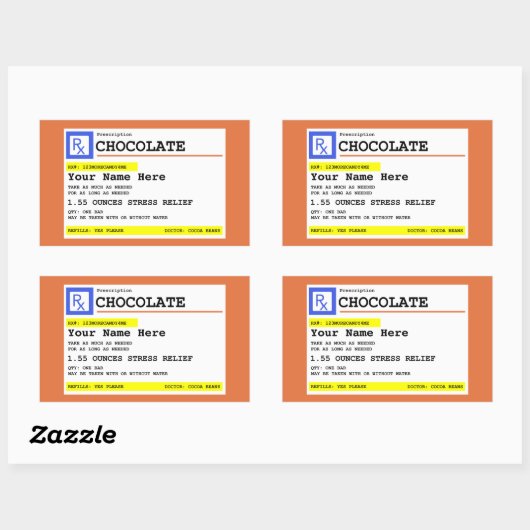 Sticker Rectangulaire Chocolat d'ordonnance personnalisé (Feuille)