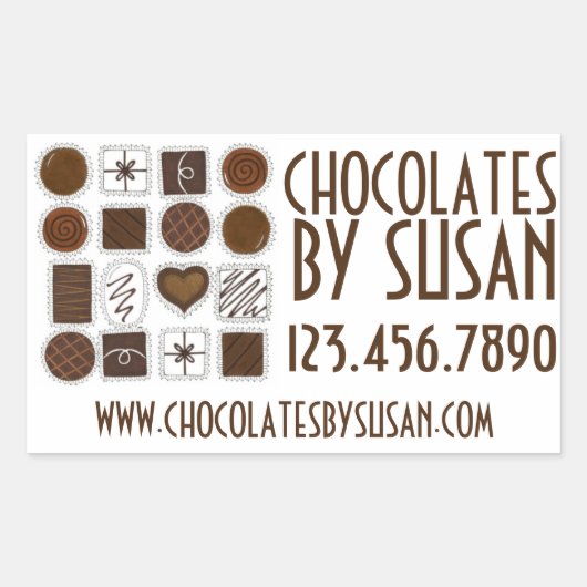 Sticker Rectangulaire Chocolats Personnalisés De Bonbons Fabriqués Par D (Devant)