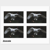 Sticker Rectangulaire Chouette à neige avec ailes ouvertes stcn (Feuille)