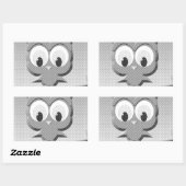 Sticker Rectangulaire Chouette À Papier En Noir Et Blanc (Feuille)