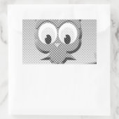 Sticker Rectangulaire Chouette À Papier En Noir Et Blanc (Sac)