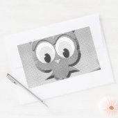Sticker Rectangulaire Chouette À Papier En Noir Et Blanc (Enveloppe)