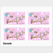 Sticker Rectangulaire *Chouette de bébé rose | Thème Douche (Feuille)