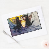Sticker Rectangulaire Chouette d'Halloween et chats noirs (Enveloppe)
