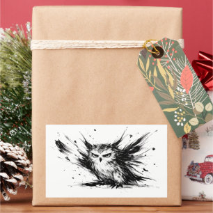 Sticker Rectangulaire Chouette en colère Design d'oiseau avec coup de pi