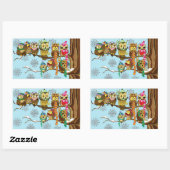 Sticker Rectangulaire Chouette mignonne Snowflakes d'hiver (Feuille)