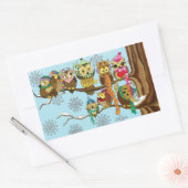 Sticker Rectangulaire Chouette mignonne Snowflakes d'hiver (Enveloppe)