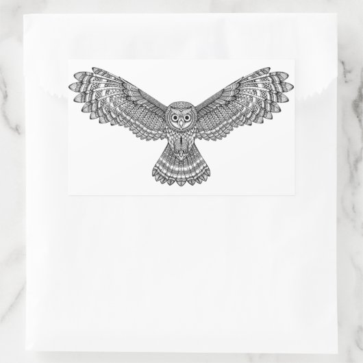 Sticker Rectangulaire Chouette volante Zendoodle (Sac)