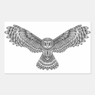Sticker Rectangulaire Chouette volante Zendoodle