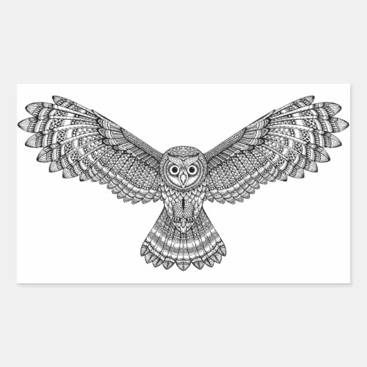 Sticker Rectangulaire Chouette volante Zendoodle (Devant)
