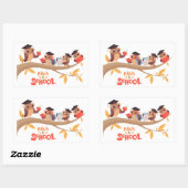 Sticker Rectangulaire Chouettes mignonnes Retour à l'école (Feuille)