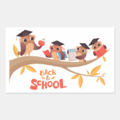 Sticker Rectangulaire Chouettes mignonnes Retour à l'école (Devant)