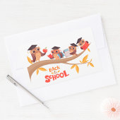 Sticker Rectangulaire Chouettes mignonnes Retour à l'école