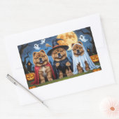 Sticker Rectangulaire Chow Chow Chien Citrouille Halloween drôle (Enveloppe)