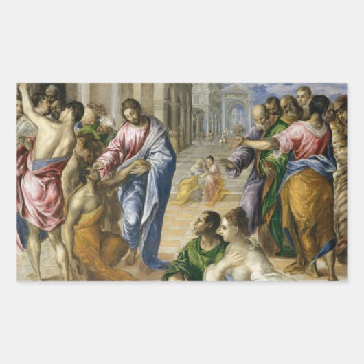 Sticker Rectangulaire Christ guérir les aveugles (Devant)
