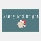 Sticker Rectangulaire Christmas Beach Vacation Sandy and Bright Seashell (Devant)