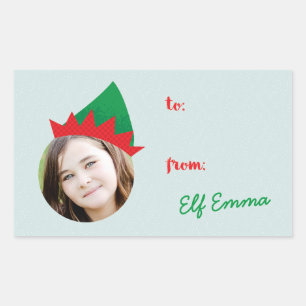 Sticker Rectangulaire Christmas Crew Elf Casquette Photo Holiday Étiquet