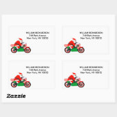 Sticker Rectangulaire Christmas Holiday Santa Biker Address Labels (Feuille)