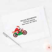Sticker Rectangulaire Christmas Holiday Santa Biker Address Labels (Enveloppe)
