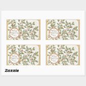 Sticker Rectangulaire Christmas Holly Jolie Antique Salutation (Feuille)