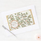 Sticker Rectangulaire Christmas Holly Jolie Antique Salutation (Enveloppe)