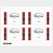 Sticker Rectangulaire Christmas Tartan Plaid Nom de famille Cadeau (Feuille)