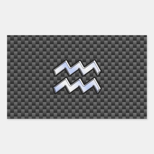 Sticker Rectangulaire Chrome Aquarius signe zodiaque Styles de fibre de  (Devant)
