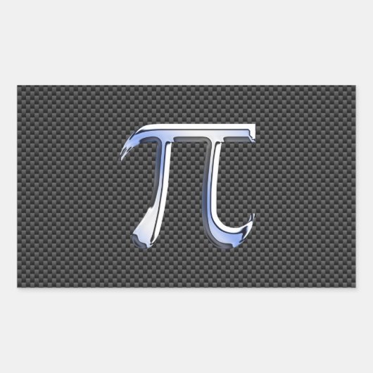 Sticker Rectangulaire Chrome Argent Comme Symbole Pi sur Fibre de Carbon (Devant)