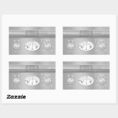 Sticker Rectangulaire Chrome Radio Vintage (Feuille)