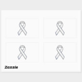 Sticker Rectangulaire Chrome Style White Ribbon Awareness (Feuille)