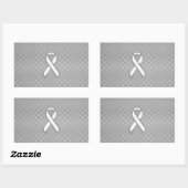 Sticker Rectangulaire Chrome White Ribbon Sensibilisation Fibre de carbo (Feuille)